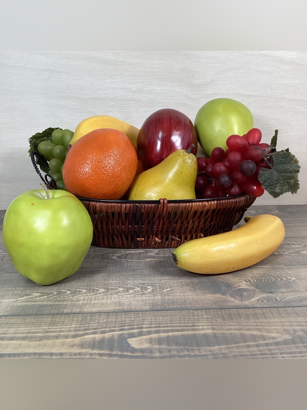 Lot Faux Fake Artificial Fruit In Basket, Home Decor Staging Props Realistic